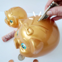 [ALS] Tirelire en forme de cochon doré, symbole de la chance et de la richesse, boîte de rangement décorative, tirelire en forme de cochon doré XXL