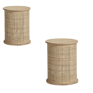 Modern simple Round <b>Coffee</b> <b>Table</b> Rattan Indoor Storage Bedside <b>Table</b> Solid Wood home Furniture wholesale price - Product Image 4