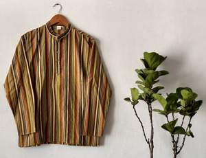 Pyjama Kurta traditionnel en coton pour hommes auto-conception multicolore Kurta court pour hommes coupe régulière léger plage Yoga hauts - Product Image 6