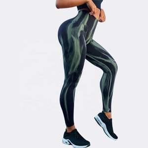 กางเกงเลกกิ้งเอวสูงสำหรับผู้หญิงกางเกงกีฬากางเกงลายพรางมัดย้อมผ้ารัดเอวยางยืดแฟชั่นสำหรับออกกำลังกายวิ่ง - Product Image 4