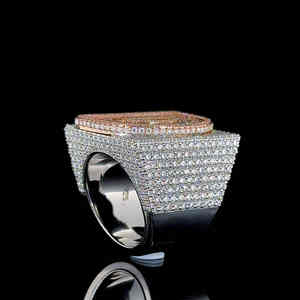 9.00Ct Hip Hop VVS Moissanite Oro blanco Redondo y corte Baguette Diamante Iced Out Anillo de bodas Hombres Plata de Ley 925 - Product Image 6