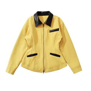 เสื้อแจ็คเก็ตแขนยาวสไตล์ยุโรปอเมริกันคุณภาพสูง ดีไซน์ปกเสื้อ ทรงเข้ารูป ซิปหน้า แฟชั่นพรีเมียม เสื้อคลุมทันสมัย - Product Image 2