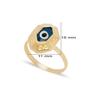 Anillo de diseño de ojo turco de esmalte azul, joyería de plata de ley 925 hecha a mano turca al por mayor - Product Image 2