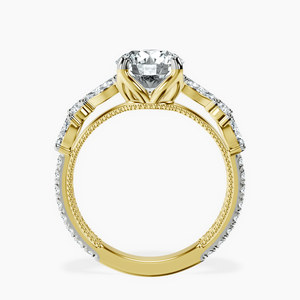 Bague avec pierre latérale ronde et en forme de poire, diamant de laboratoire, or jaune 14K, 0,50 ct au centre, couleur EF, clarté VS1, 1,00 ct pierres latérales - Product Image 2