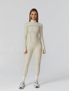 Ensemble de yoga 3 pièces personnalisé pour femmes, haute qualité, grande taille, taille élastique sur le devant, respirant, léger, séchage rapide, 100% coton - Product Image 6