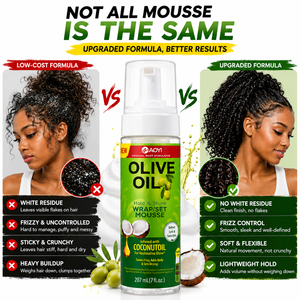 Kit de coiffage à l'huile d'<span class=keywords><strong>olive</strong></span> Marque Blanche : <span class=keywords><strong>Mousse</strong></span> Définissante aux Huiles de Coco, Sans Résidus, Anti-Frisottis, Tenue Légère pour Boucles et Torsades - Product Image 1