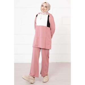 Ensemble de vêtements de sport décontractés 2 pièces haut long en tricot et poche détaillée bas garni de roses Style de rue pour les tenues d'été - Product Image 4