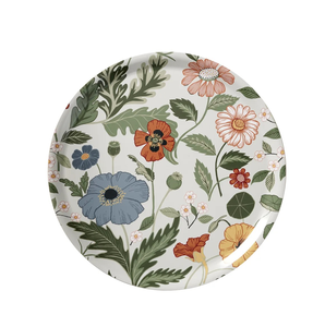 Plato cargador de acero con estampado de hojas y flores, plato para servir comida de diseño antiguo para hotel y restaurante - Product Image 1