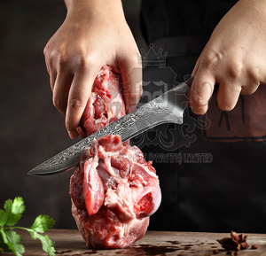 Cuchillo de Chef de acero de Damasco personalizado hecho a mano cuchillo de carnicero de deshuesado de cocina profesional hoja de acero inoxidable ambidiestro - Product Image 6