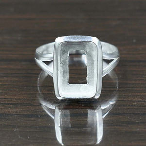 925 pur argent Sterling Rectangle forme 7-30MM blanc lunette tasse argent métal coulée plaine Collet anneaux trouver des bijoux fournisseur - Product Image 1