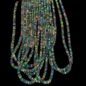 Perles Rondelle à facettes opale noire 3-5mm brin de pierres précieuses naturelles pour la fabrication de bijoux perles en vrac en gros exportation à forte demande - Product Image 4