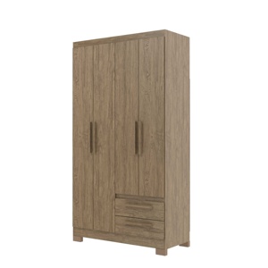 Armario de estilo moderno NUEVO AMETISTA 4 puertas 2 cajones Hogar Dormitorio Muebles Tablero de partículas Color madera Diseño superior brasileño - Product Image 2