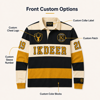 Camiseta de Rugby a Rayas de Manga Larga para Hombre, Personalizada IKDEER, con Cuello Polo, Jersey de Equipo, Parche Bordado, Marca Privada