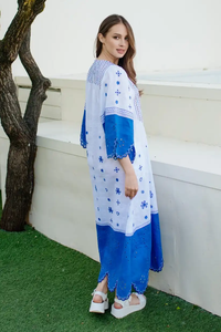 Vente chaude élégante robe de soirée pour femmes à manches longues caftan marocain col rond solide motif Vintage pour l'automne tenue décontractée - Product Image 6