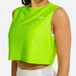 Precio barato ejercicio deportes desgaste camiseta sin mangas para mujer logotipo personalizado sin mangas Crop Tank Top mujeres increíble Color Fitness Wear - Product Image 3