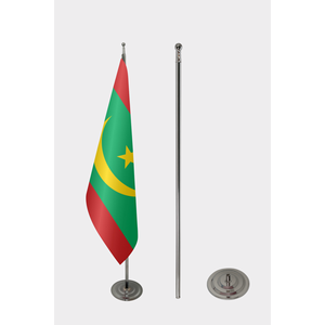 Drapeau officiel de la Mauritanie pour intérieur 3x5 pieds en polyester satiné avec cordon en soie, mât en aluminium et fibre de verre, impression numérique - Product Image 2