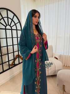 Abaya Kaftan Traditionnelle Islamique à Manches Longues en Georgette de Polyester Légère Grande Taille avec Broderie de Pierres pour la Prière Arabe - Product Image 4