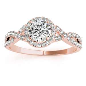 14K <b>Rose</b> Gold Twisted <b>Infinity</b> Halo Engagement Ring Setting 0.20ct Diamond Ring - Product Image 1