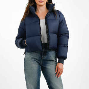 Custom Women <b>Cropped</b> Puffer <b>Jacket</b> Winter Zip up Short Padded Down Coat Outwear Fashion Crop Puffer <b>Jacket</b> - Product Image 2