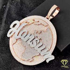 Charme de lettre personnalisé de luxe glacé Bling 925 pendentif en argent plaqué VVS pendentif taille diamant cultivé en laboratoire - Product Image 2