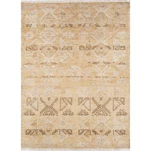 Alfombra de Lana Tejida a Mano Color Marfil, Estilo Tabriz Clásico con Patrón Geométrico para Sala de Estar o Dormitorio Juvenil AKWL-1602 - Product Image 1