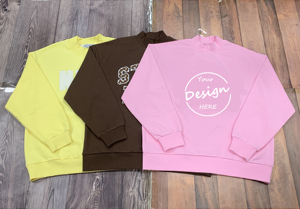 Tùy Chỉnh Mockneck Cotton Heavyweight Jumper Thêu Mềm Lông Cừu Cao Cổ Crewneck Quá Khổ Mock Cổ Áo Phụ Nữ - Product Image 4