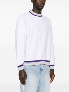 Última Sudadera de cuello redondo de algodón 100% blanca minimalista estética de la vieja escuela con capucha para acentos morados grises atemporales relajados - Product Image 2