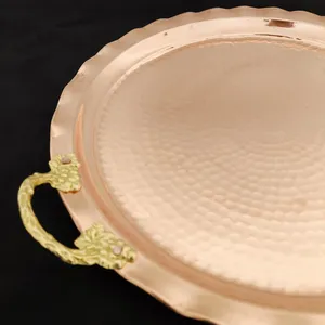 Plateau en cuivre gravé personnalisé Plateau artisanal classique pour service à thé et café Plateau personnalisé pour les commandes en gros et les cadeaux - Product Image 4