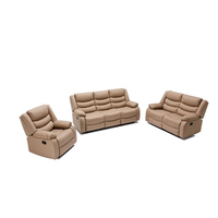 Sofa Recliner Berfa Mewah yang Dapat Diperpanjang dan Dikonversi, Fungsi Pijat, Busa Kepadatan Tinggi, Kain PU, Modern untuk Ruang Tamu Apartemen
