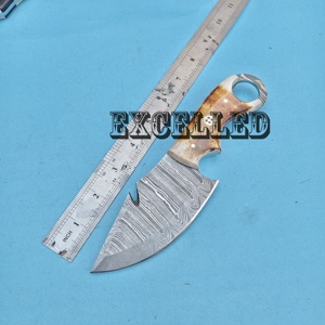 Cuchillo de caza de acero de Damasco hecho a mano de la mejor calidad, cuchillo de hoja de Damasco con funda de cuero, cuchillos japoneses - Product Image 6