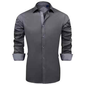 Camisa de vestir sólida de Otoño de franela para hombre con botones estampados de manga larga de secado rápido transpirable - Product Image 4
