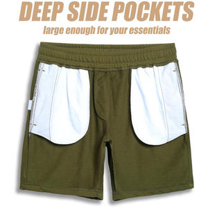 Pantalones cortos de chándal OEM para hombre para verano, ropa deportiva, tela de algodón, bolsillos en la cintura y costuras personalizables - Product Image 6