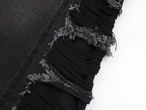 Pantalones Cortos de Mezclilla Rotos de Cintura Alta para Hombre, Estilo Casual, Estampado Digital, Tejido de Algodón Transpirable, Cintura Elástica, Secado Rápido, 180g - Product Image 3