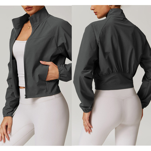 2025 Otoño Invierno chaqueta con cremallera bolsillos laterales secado rápido transpirable Citywalk abrigo al aire libre señora rompevientos gimnasio Fitness Yoga Tops - Product Image 4
