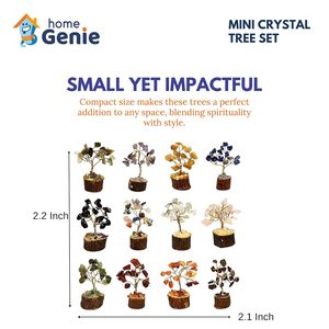 Nhà Genie thu nhỏ đá quý cây bonsai thiết lập | gói 12 nhiều màu pha lê cây trang trí <span class=keywords><strong>vastu</strong></span> và phong thủy Cây đá quý - Product Image 2