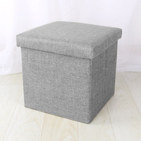 Banc de rangement pliable en faux lin, pouf multifonctionnel, siège pour changer de chaussures, gain de place pour la maison