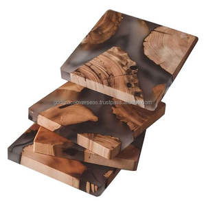 Posavasos de madera ecológico de resina de estilo clásico de alta calidad, patrones de ríos para té y café hechos de resina de madera - Product Image 2