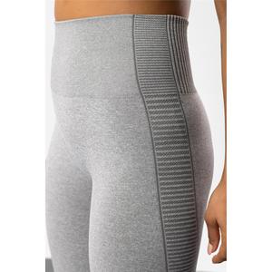 Collants de sport gris décontractés à taille haute avec détails côtelés et sans couture - Product Image 5