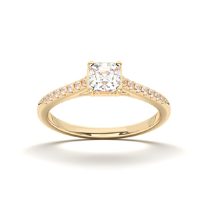 Anillo de compromiso de diamante de corte redondo y moissanita de calidad de 0,70 quilates, de oro sólido para mujer, conjunto de puntas - Product Image 1