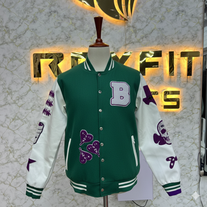 Top Sale Your Own Logo Embroidered Wool and Silk Men's Jacket with <b>Covered</b> <b>Button</b> Closure versity jackets Lettermen jackets - Product Image 4