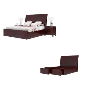 For sale Petros Transitional Mahogany Wooden Sleigh Storage Platform Bed with Best quality mahogany frame from Indonesia