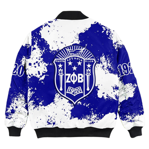 Zeta phi Beta แจ็กเก็ตซาตินสีฟ้าสีขาวสำหรับผู้หญิง zpb sorority Greek เครื่องแต่งกาย1920เย็บปักลายโล่พรีเมี่ยมเสื้อแจ๊กเก็ตตัวแทน - Product Image 2