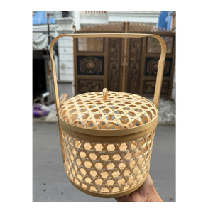 Panier-cadeau en bambou tissé hexagonal durable, artisanal, naturel, écologique, boîte en bambou pour aliments secs et décoration festive - Product Image 6