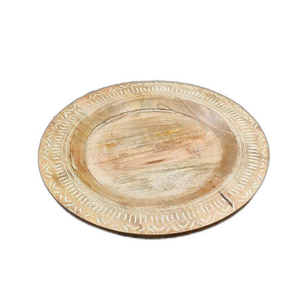 Assiette de chargeur en bois design Accessoires de cuisine Fabriqué avec des ustensiles de cuisine et des restaurants de couleur foncée - Product Image 2