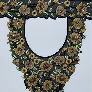 Handmade in India Elegant 3D Floral Appliques Embroidered Soft Tulle <b>Collar</b> Clothing Accessories Premium Patches - Product Image 1