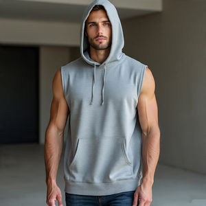 Débardeur sans manches à capuche Muscle Fit Hommes Athlétique 100% Coton Stringer Débardeur à capuche Hommes Workout Fitness Débardeur - Product Image 4