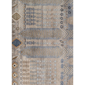 Tapis en soie noué à la main Manchaha, gris et noir, géométrique, pour salon, design rectangulaire en patchwork, pour la maison, Car-LUV-644 - Product Image 3