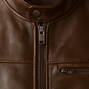 Veste en cuir pour homme de haute qualité, légère, pour l'hiver, col montant confortable, tailles personnalisées, vente en gros, logo personnalisé, style urbain - Product Image 5