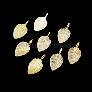 Piedra preciosa tallada de hoja lisa de rutilo dorado Natural, colgante de Plata de Ley 925, joyería para collar, colgantes chapados en oro a granel - Product Image 6