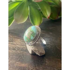 Sonoran Mountain <b>Turquoise</b> Sterling Silver <b>Ring</b> Size 8.5-Boho Geometric Statement Jewelry for Everyday Wear - Product Image 4